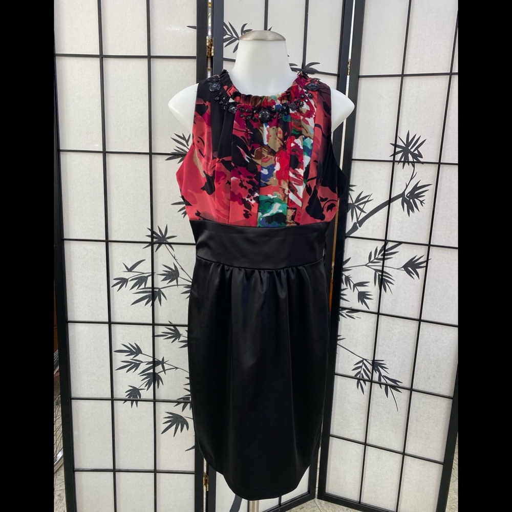 Signature Dress with jewel tone neckline
